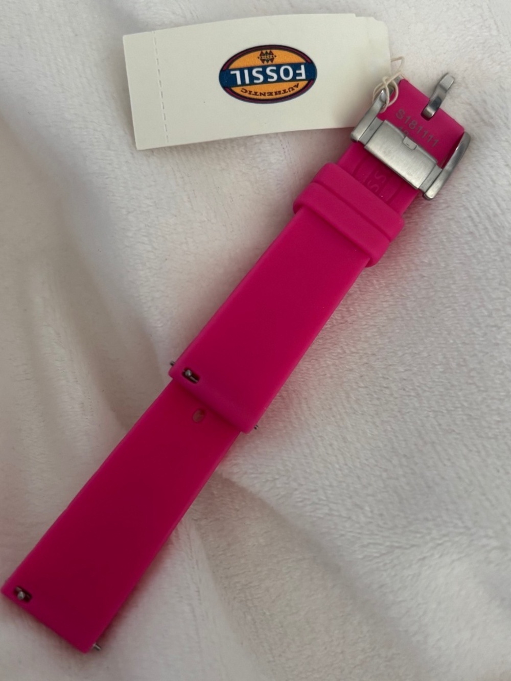 Fossil Watch Band Strap Pink Metallic Silver 18mm S181111 NWT
